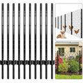 Garvee 5 ft Steel U-Channel Fence Posts, 10-Pack No-Dig Metal Stakes with Anchor Plates, Rust-Resistant Black Finish for Garden Yard Farm Wire Fencing