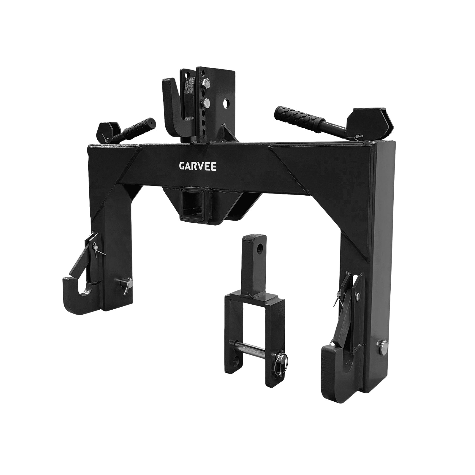Garvee Heavy Duty 3-Point Quick Hitch Tool Set for Category 1 Tractors - Upgraded Versatile Adapter, 2" Receiver, 5-Level Adjustable Bolt, 3000 lbs Lift Capacity, Trailer Hitch Attachment - Black