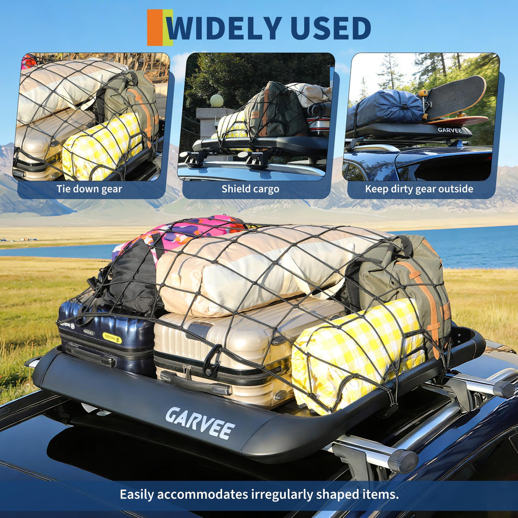 Garvee 47"X40"X5" Universal Roof Rack Carrier Basket, Anti-Rust Aluminum Lightweight Roof Cargo Basket, Vehicle Cargo Carrier 200LBS Capacity Rooftop with Wind Fairing, Car Top Holder, for SUV Truck Cars