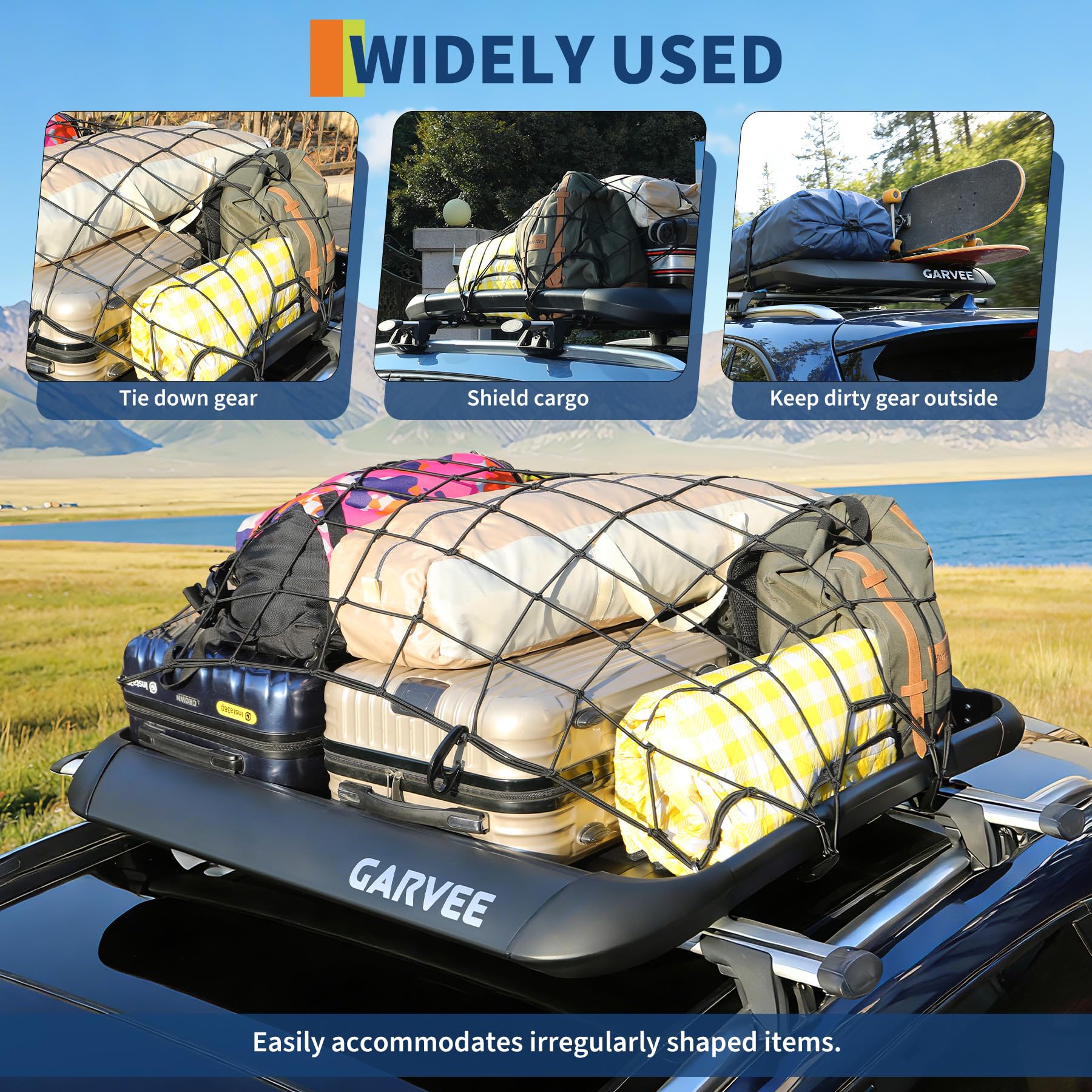 Garvee 47"X40"X5" Universal Roof Rack Carrier Basket, Anti-Rust Aluminum Lightweight Roof Cargo Basket, Vehicle Cargo Carrier 200LBS Capacity Rooftop with Wind Fairing, Car Top Holder, for SUV Truck Cars