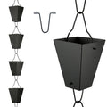 Garvee 10.5 ft Square Cup Rain Chain, Decorative Matte Black Metal Gutter Downspout Replacement with Hanging Hook for Garden, Patio and Home Exterior