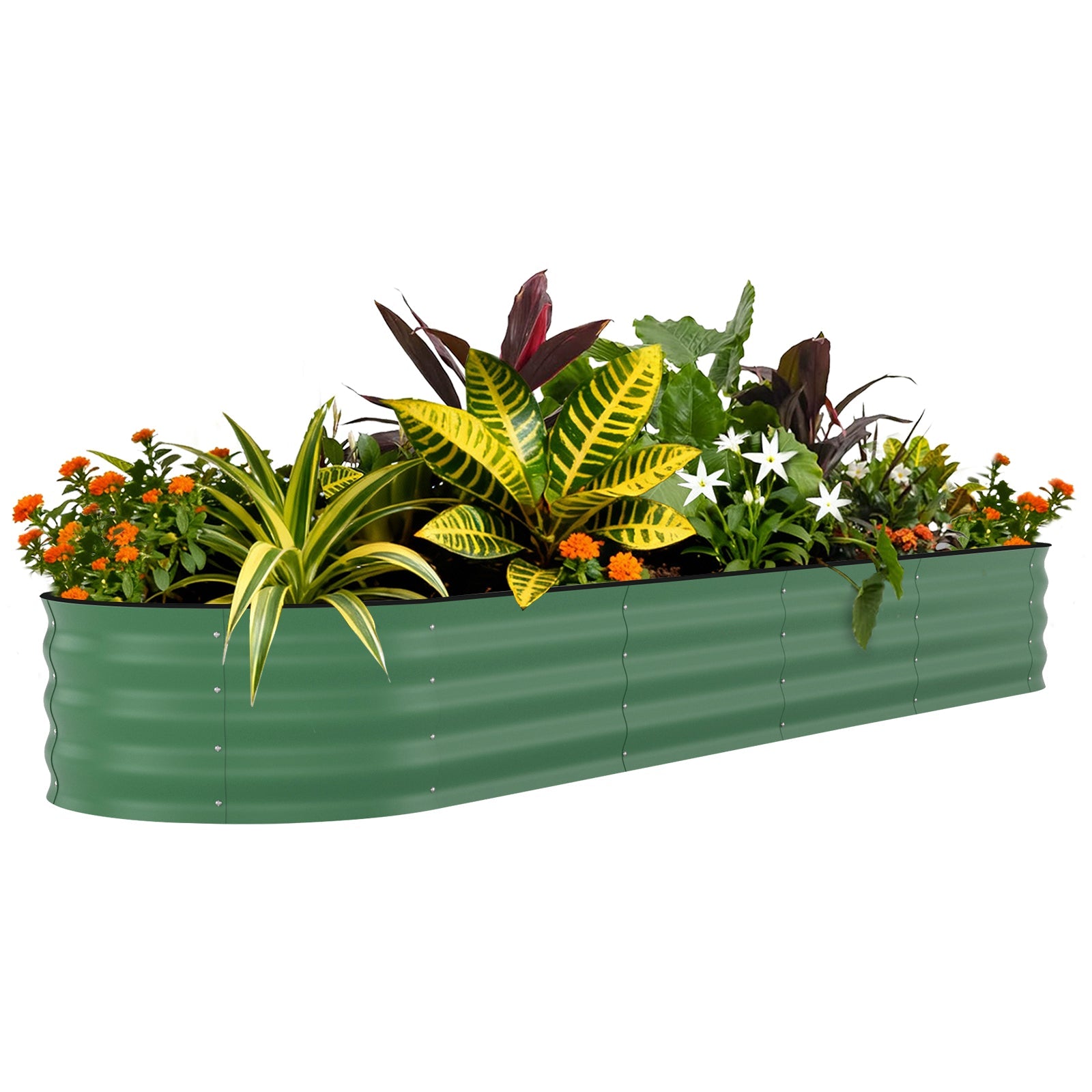 Garvee 8 x 2 x 1.5 ft Galvanized Raised Garden Bed, Outdoor Metal Planter Box with Open Bottom, Rust-Resistant Steel for Vegetables, Herbs & Flowers, Green
