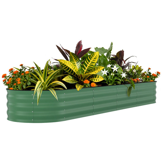 Garvee 8 x 2 x 1.5 ft Galvanized Raised Garden Bed, Outdoor Metal Planter Box with Open Bottom, Rust-Resistant Steel for Vegetables, Herbs & Flowers, Green