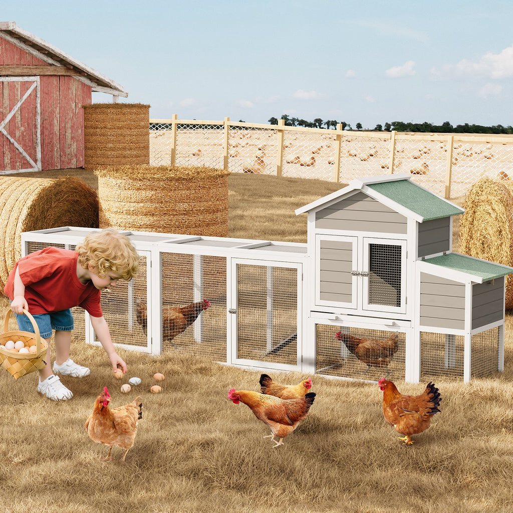 Garvee Spacious Outdoor Wooden Bird Cage – Large Chicken Coop with Run, Asphalt Roof, Nesting Box, Easy-Clean Sliding Tray – Perfect Aviary for 3-5 Chickens, Ducks, Rabbits – Sturdy 580 Chicken Cage, Green