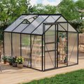 Garvee Large Polycarbonate Greenhouse for Outdoors - Durable Aluminum Frame, Sliding Lockable Door, Roof Vent, Ground Stakes - Ideal for Backyard, Patio, Lawn - 6x8 FT - Black Oxidation