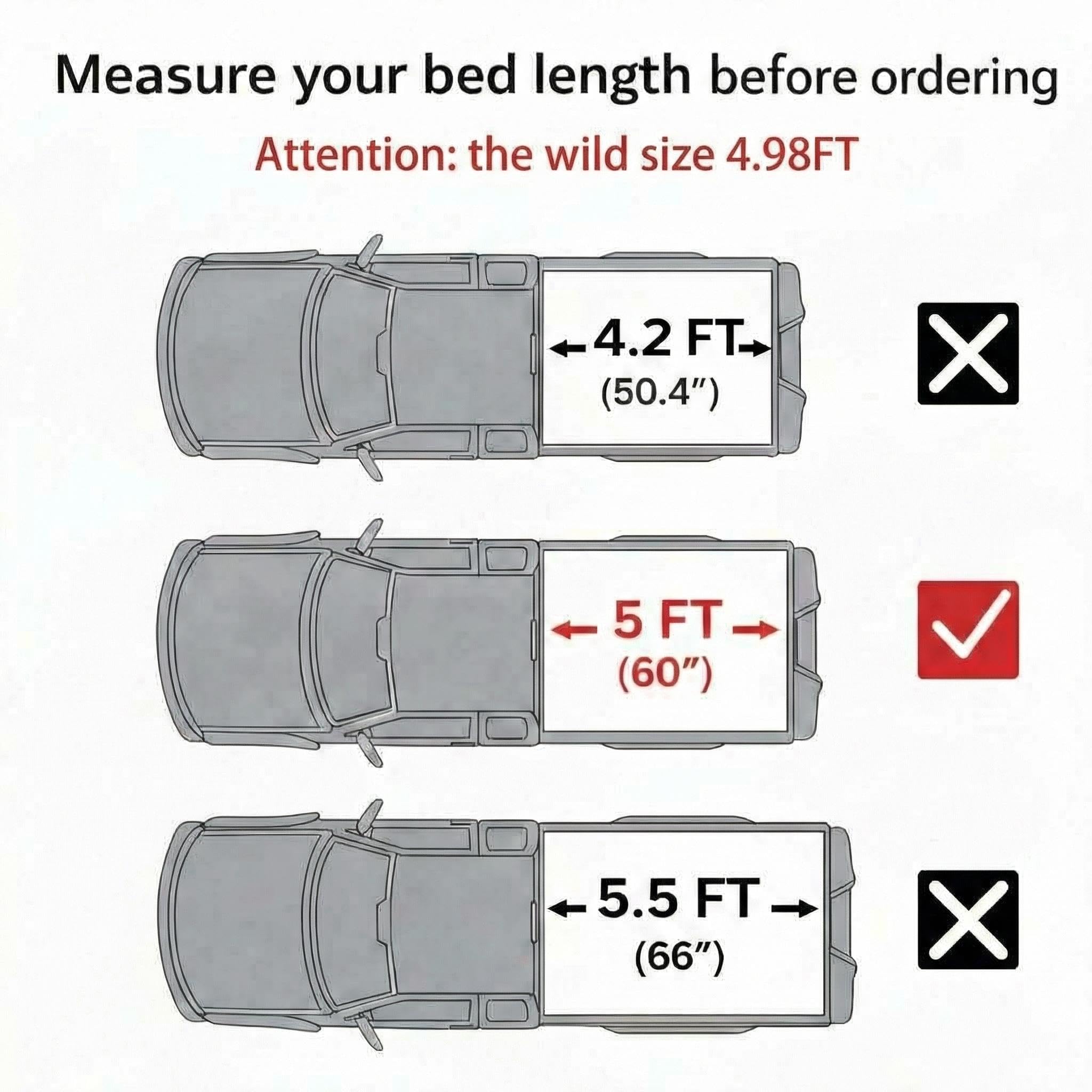 Garvee Hard Folding Truck Bed Tonneau Cover for 2022-2023 Ford 4.2ft Bed - Zinc Aluminum Alloy - Clamp-On, Drill-Free Install - Reinforced Hinges, Locking Latches - Black, Three-Fold - Outdoor Use