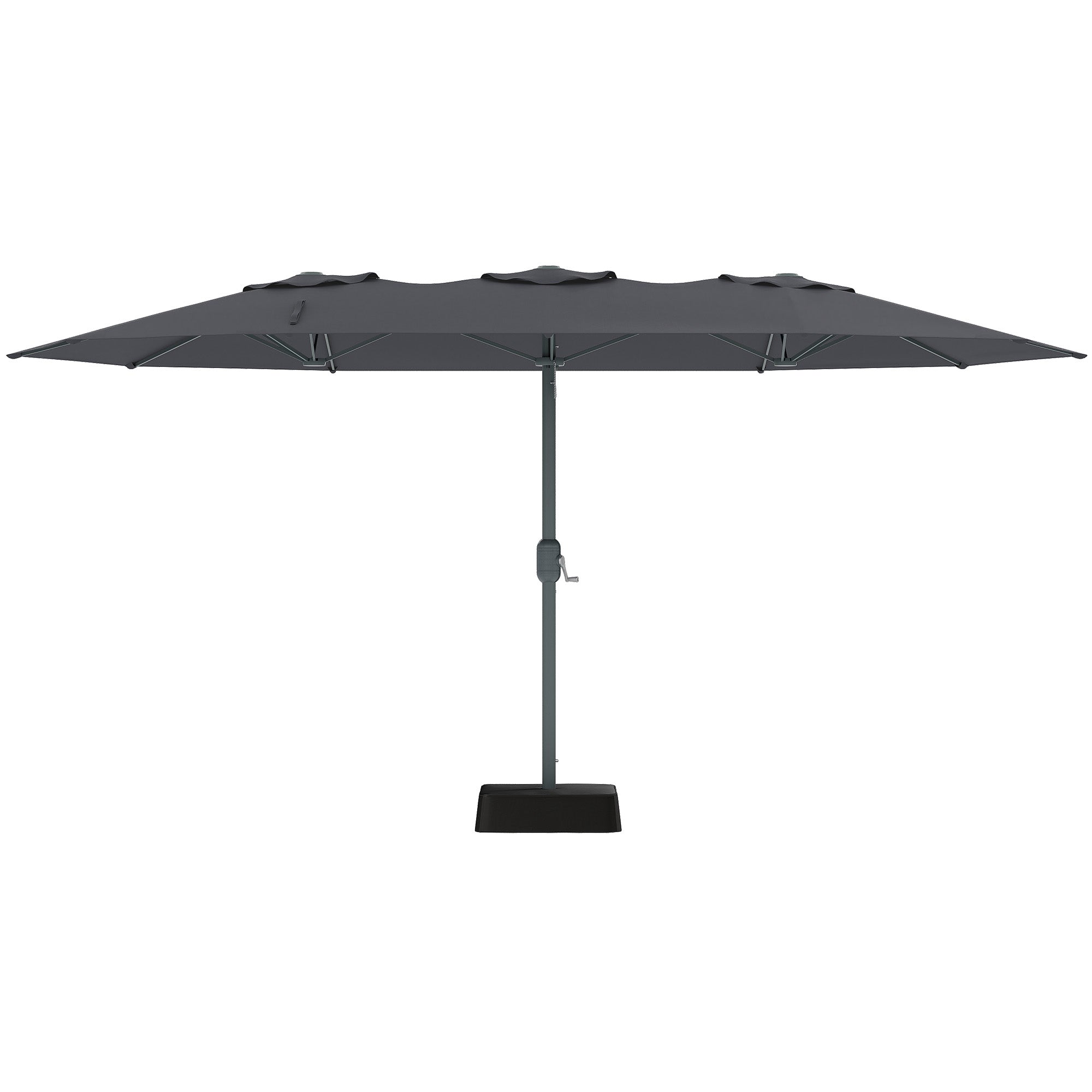 Garvee 9' × 15' Rectangular Patio Umbrella with Base, 98% UV-Blocking Oxford Canopy, 12-Rib Metal Frame, Gray