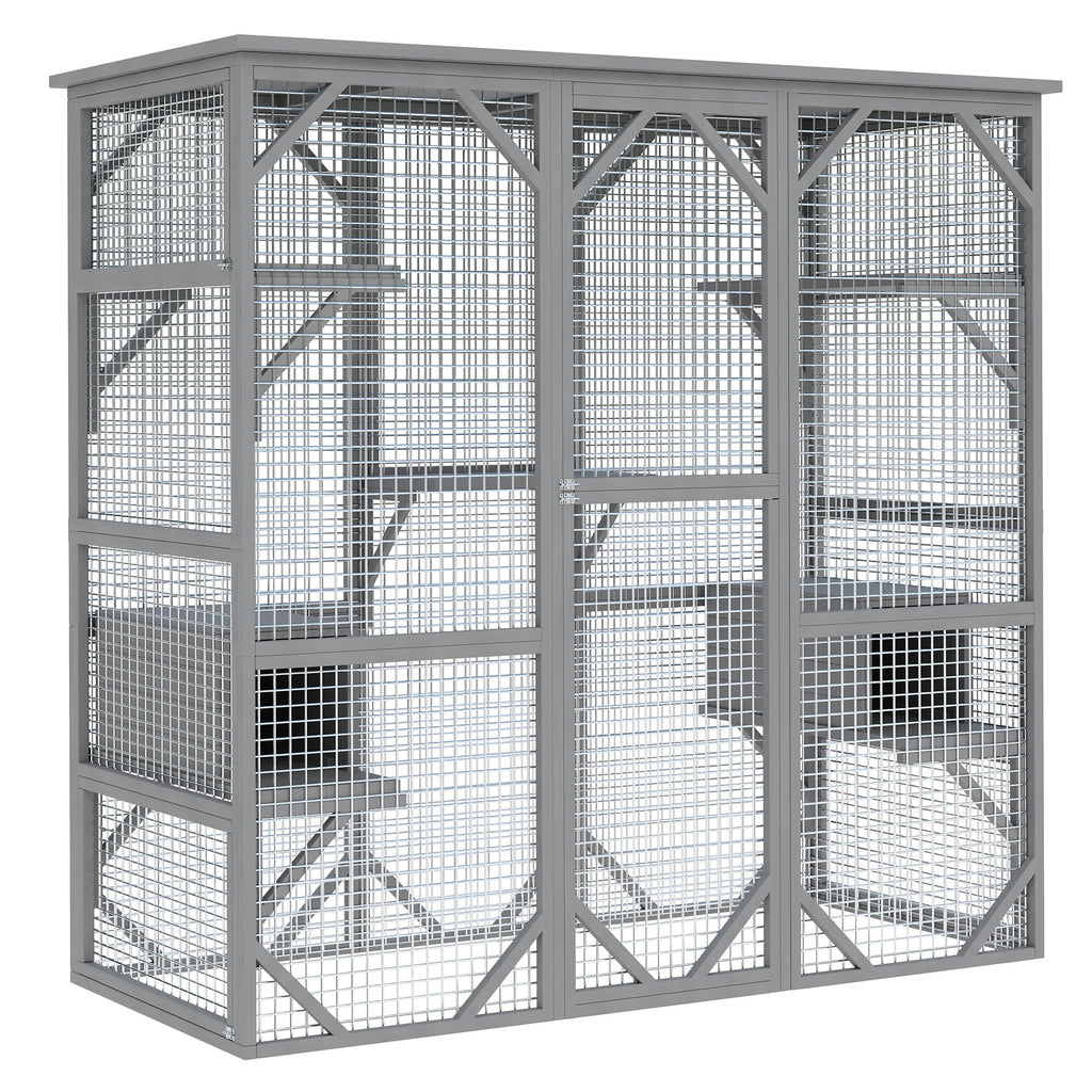 Garvee Catio Outdoor Window Cat Enclosure, Walk-in Cat Cage, Catio Outdoor Enclosure Extra Large, Gray