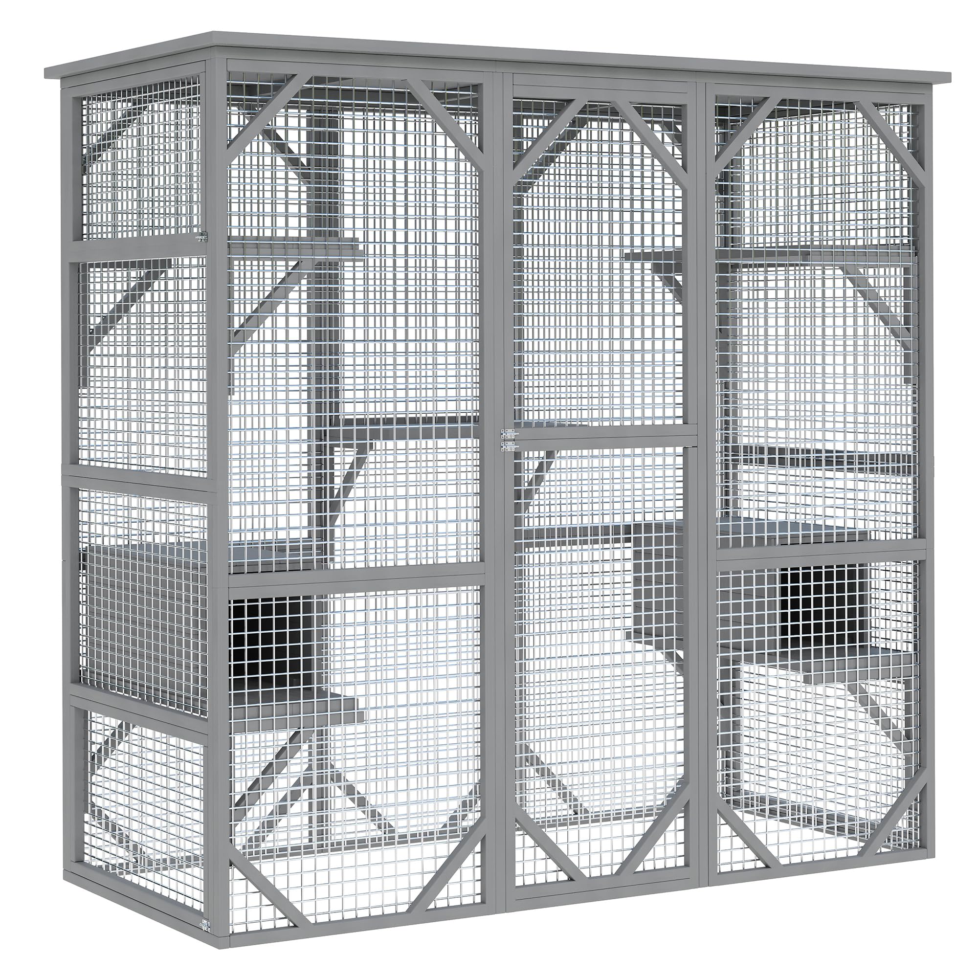 Garvee Catio Outdoor Window Cat Enclosure, Walk-in Cat Cage, Catio Outdoor Enclosure Extra Large, Gray