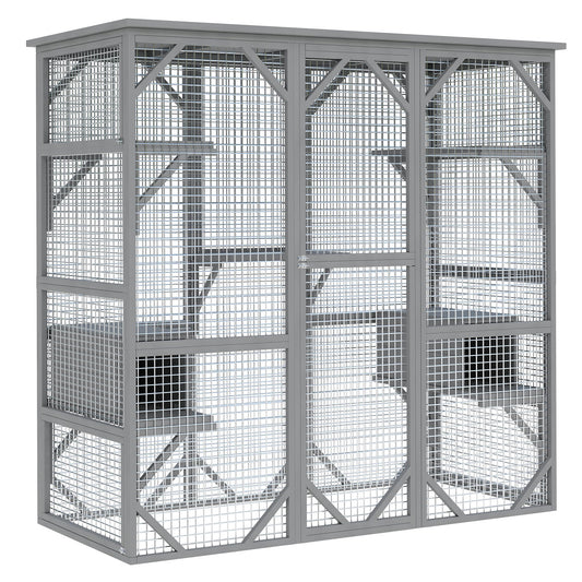 Garvee Catio Outdoor Window Cat Enclosure, Walk-in Cat Cage, Catio Outdoor Enclosure Extra Large, Gray