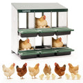 Garvee 6-Compartment Metal Chicken Nesting Box, Roll Away Poultry Laying Box with Sloped Anti-Perch Roof, 31.3"x12.8"x30.9", Green