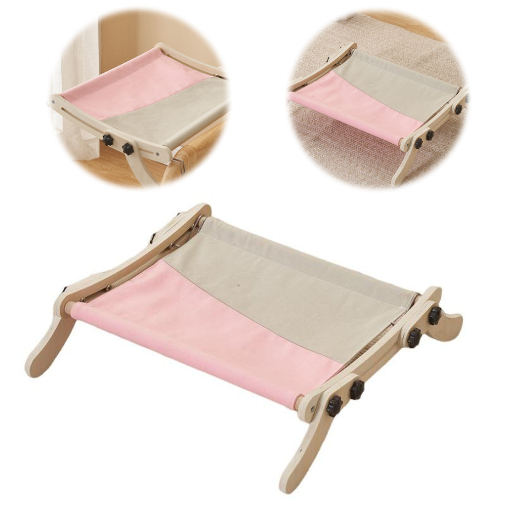 Garvee Cat Window Perch, Cat Radiator Bed Hammock, Holds Up to 18kg Wooden Seat Cats Bed, No-Screw Adjustable and Suction Cups, for Windowsill, Bedside, Radiator, Easy Assembly
