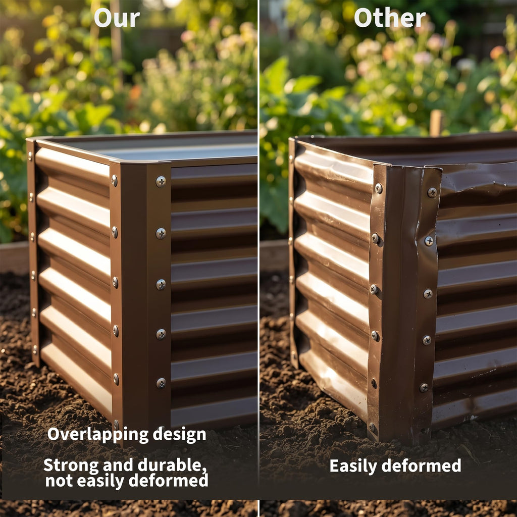 Garvee 2 Pack Tall 4 x 2 Ft Galvanized Steel Raised Garden Bed, Outdoor Above Ground Planter Box for Vegetables and Flowers, Metal Raised Bed for Gardening