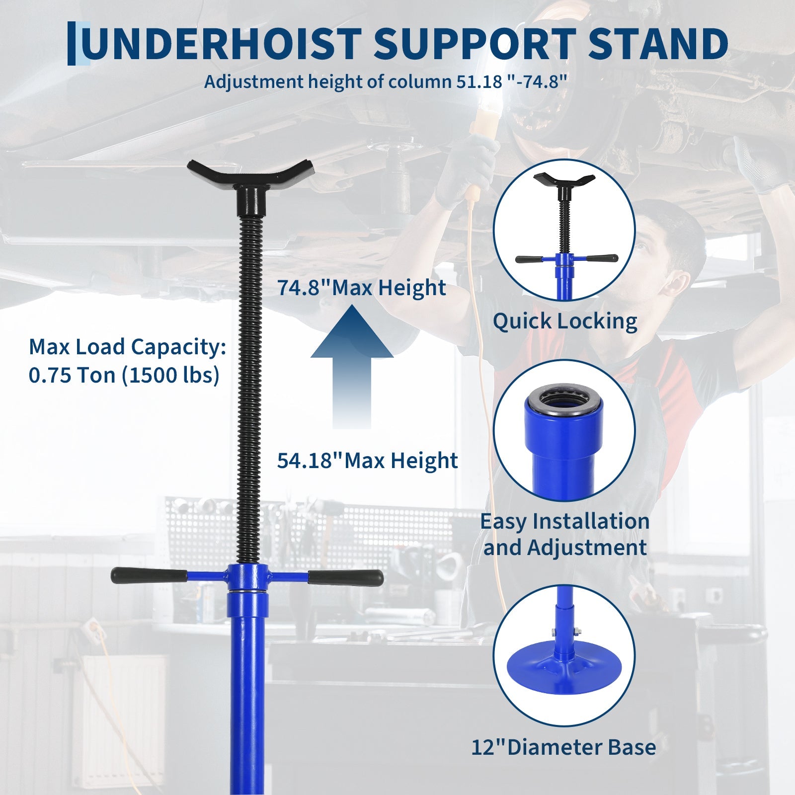 Garvee 2 Ton Folding Hydraulic Engine Hoist with Leveler and Safety Stand, 4400 lbs Capacity Heavy Duty Shop Crane Cherry Picker, 8 Ton Ram,