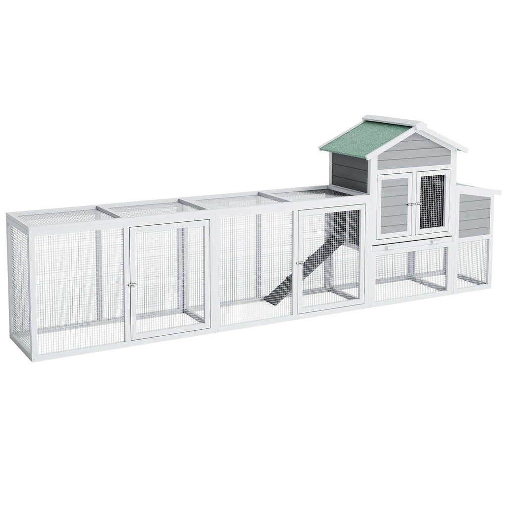 Garvee Spacious Outdoor Wooden Bird Cage – Large Chicken Coop with Run, Asphalt Roof, Nesting Box, Easy-Clean Sliding Tray – Perfect Aviary for 3-5 Chickens, Ducks, Rabbits – Sturdy 580 Chicken Cage, Green
