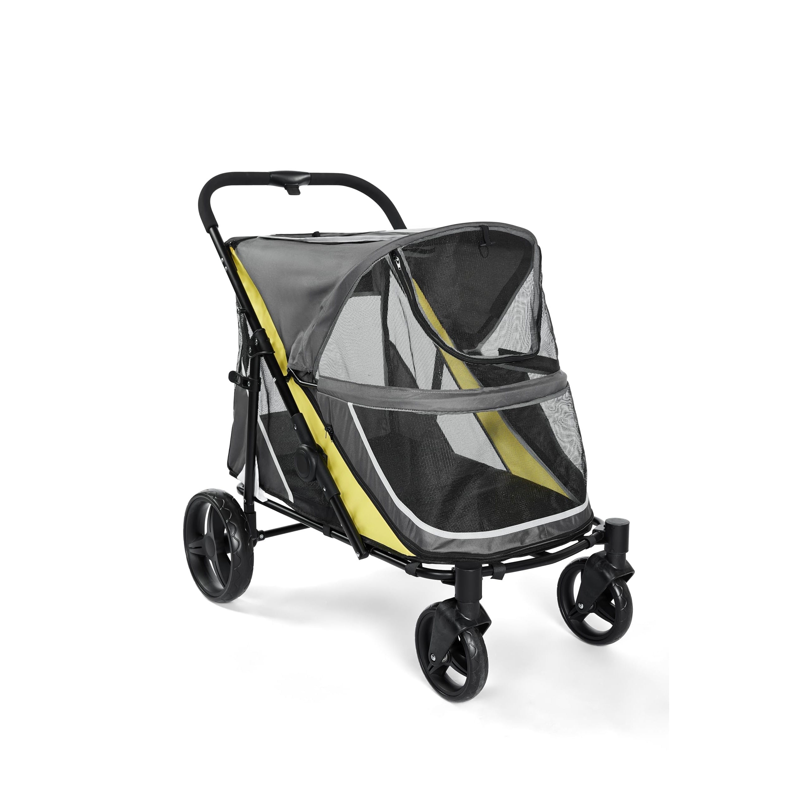 Garvee Dog Stroller for Large and Medium Dogs, Easy-Fold Dual Entry Pet Wagon with One-Foot Brake, All-Terrain Cart with Air Mesh, Holds Pets Up to 176 Lbs
