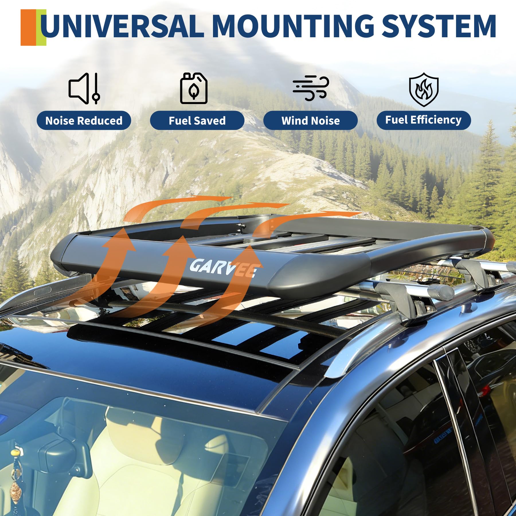 Garvee 47"X40"X5" Universal Roof Rack Carrier Basket, Anti-Rust Aluminum Lightweight Roof Cargo Basket, Vehicle Cargo Carrier 200LBS Capacity Rooftop with Wind Fairing, Car Top Holder, for SUV Truck Cars