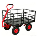 Garvee Steel Garden Cart for Lawn and Landscaping, 1500 lbs Capacity with 13-Inch Wheels, Removable Sides and Swivel Handle, Red and Black