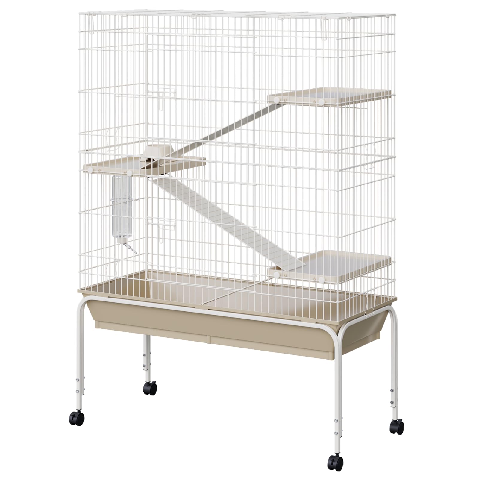 Garvee Ferret Cage, 55"h Large  Cage with 3 Removable Ramps.Food Bowl. Water Bottle. Metal Small Animal Cages on Wheels for Chinchillas. Guinea Pigs. Rabbit. Sugar