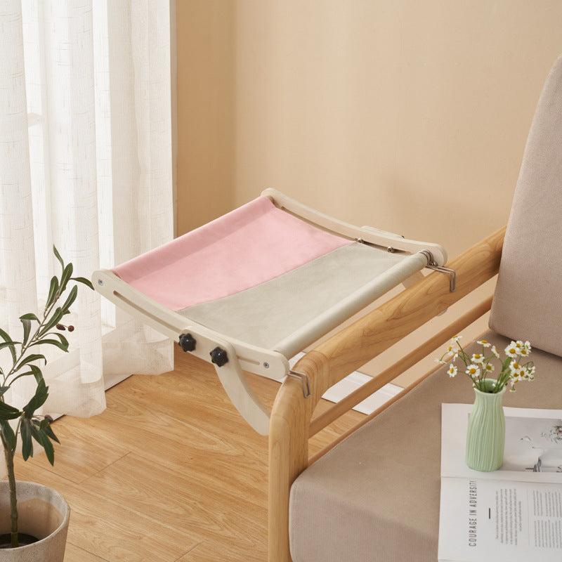 Garvee Cat Window Perch, Cat Radiator Bed Hammock, Holds Up to 18kg Wooden Seat Cats Bed, No-Screw Adjustable and Suction Cups, for Windowsill, Bedside, Radiator, Easy Assembly