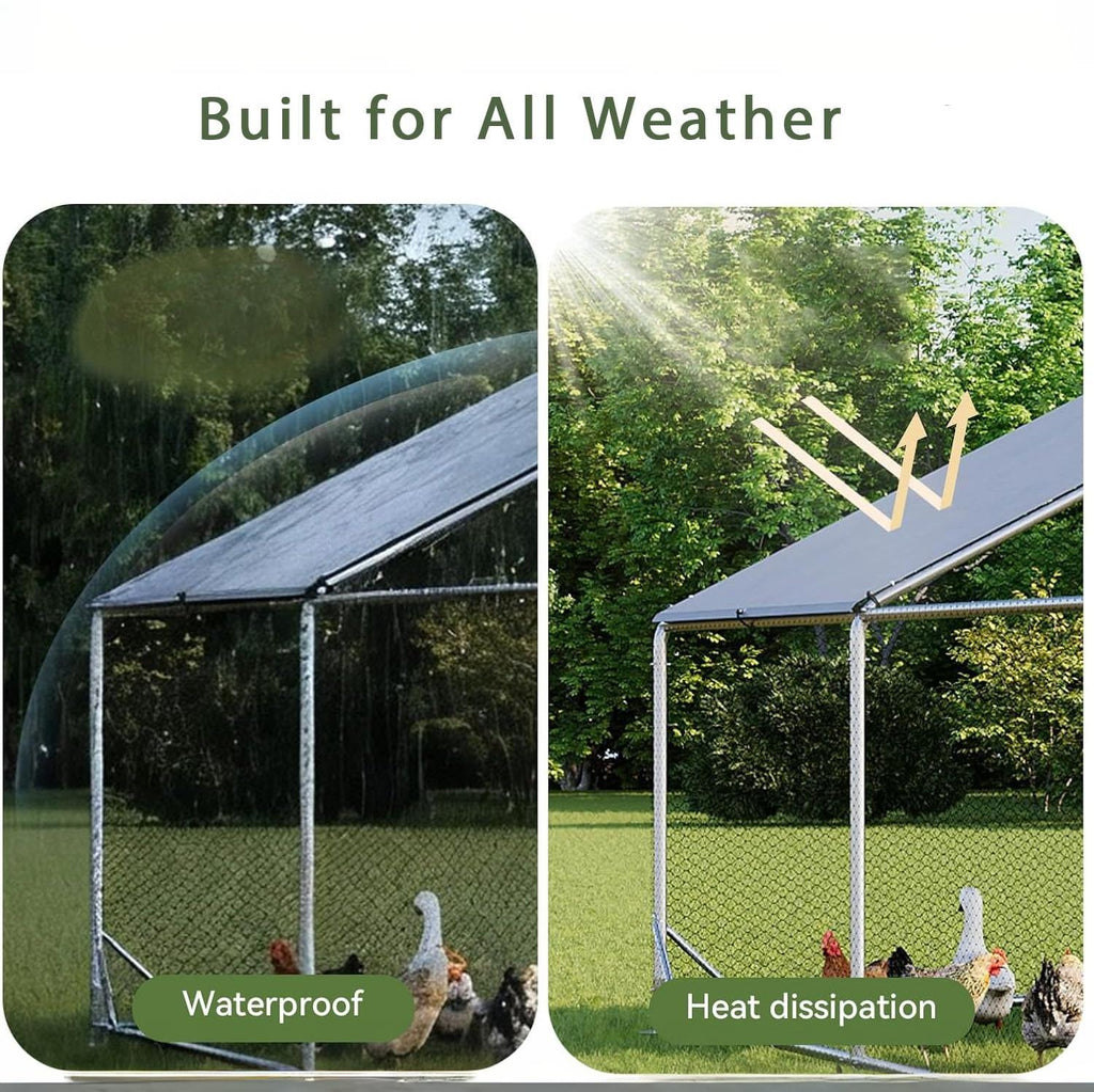 Garvee Spacious Chicken Coop Livestock Shelter - Large Size Walk-In Poultry House - Secure Outdoor Enclosure with Spire Roof - Lockable Door, Weatherproof Cover - Large Size Spire Roof
