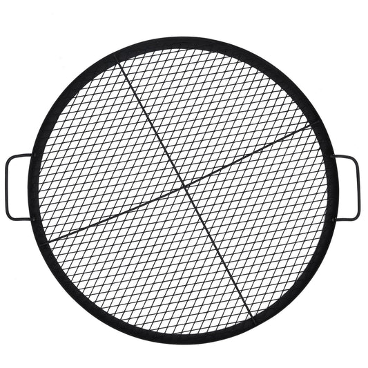 Garvee 36 Inch Heavy Duty Round Fire Pit Grill Grate with X-Marks, Non-Stick Carbon Steel BBQ Cooking Grid with Handles, Rust Resistant, Outdoor Campfire Accessory for Camping, RV, Backyard – Not Collapsible, Round with Handle, Diameter 36 Inches