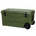 Garvee Extra-Thick Insulated Rolling Camping Cooler 110qt with Wheels - Large Portable Ice Chest Keeps Ice Up to 7 Days - For Food, Drinks, Beach, Picnic, Fishing, Boating - Military Grass Green - KUER-C-110 Military Grass Green GY06