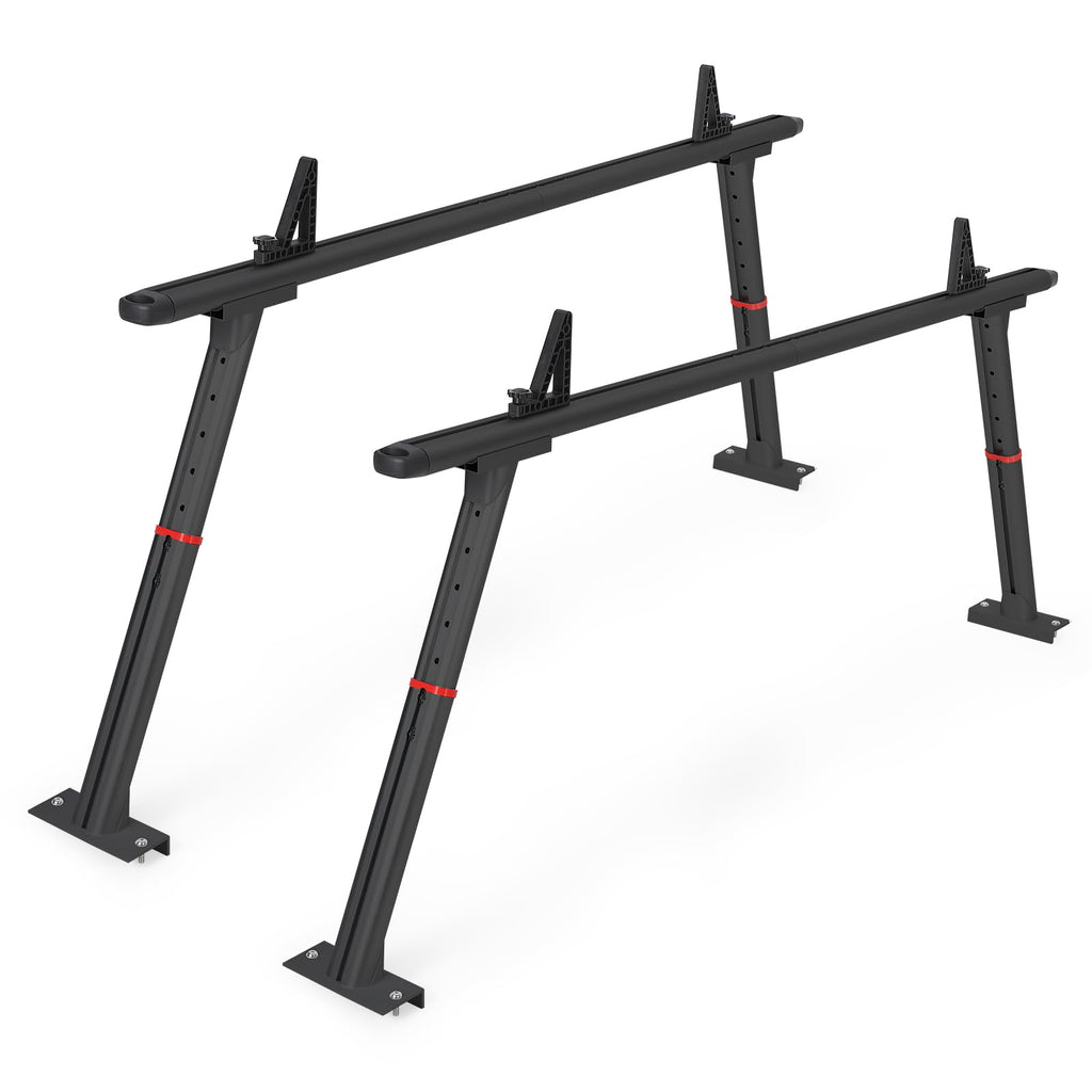 Garvee Truck Rack, 35.4-71in Adjustable Width Ladder Rack for Truck, Aluminum 800 Lbs Capacity, Heavy Duty Truck Bed Rack, Stable Drilling Cargo Support System for Kayak, Surfboard, Lumber, Black