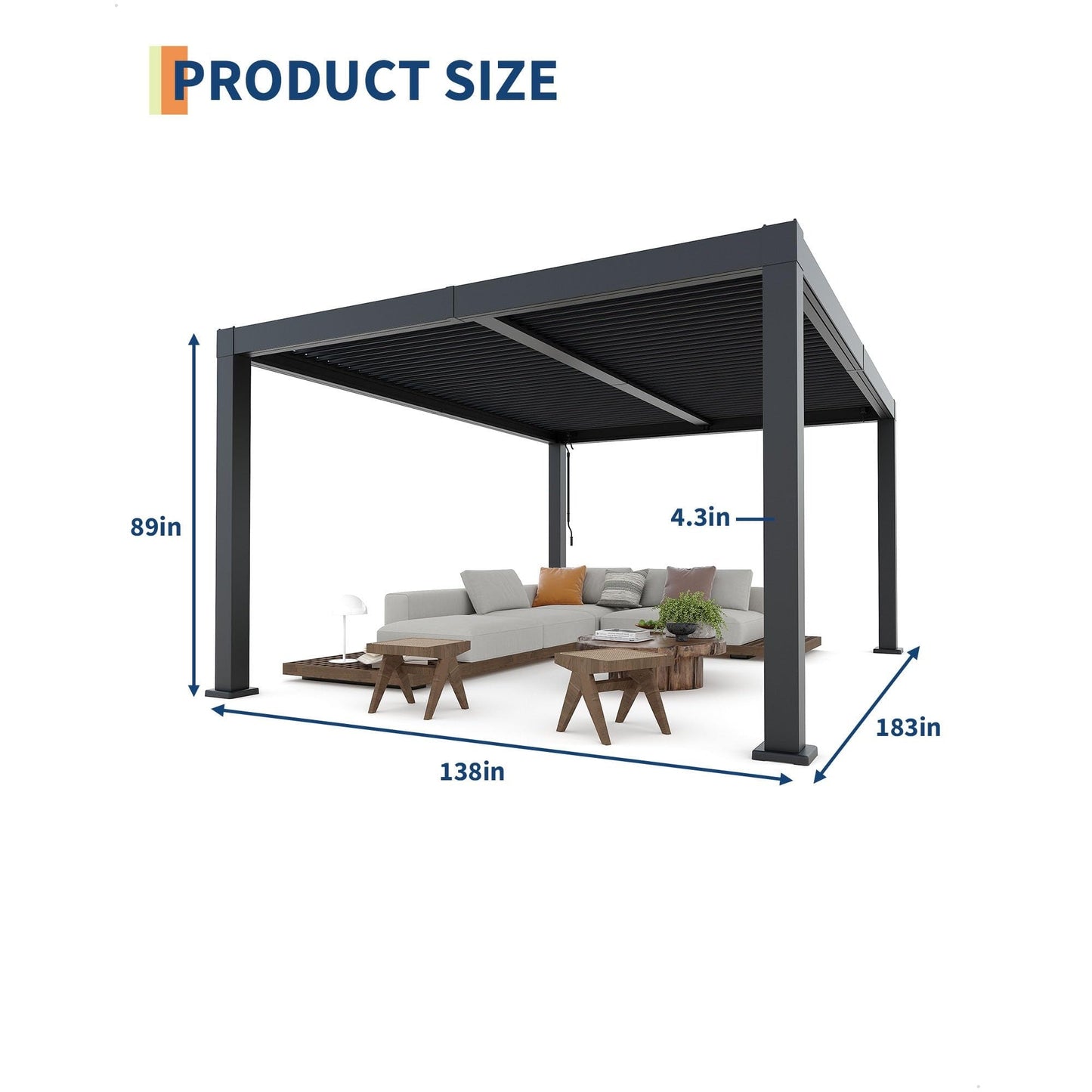Garvee All-Aluminum Louvered Pergola 12' x 16', Outdoor Pergola with Adjustable Louvered Roof, Reinforced Aluminum Frame, Integrated Drainage System, Hardtop Gazebo for Patio, Deck, Gray