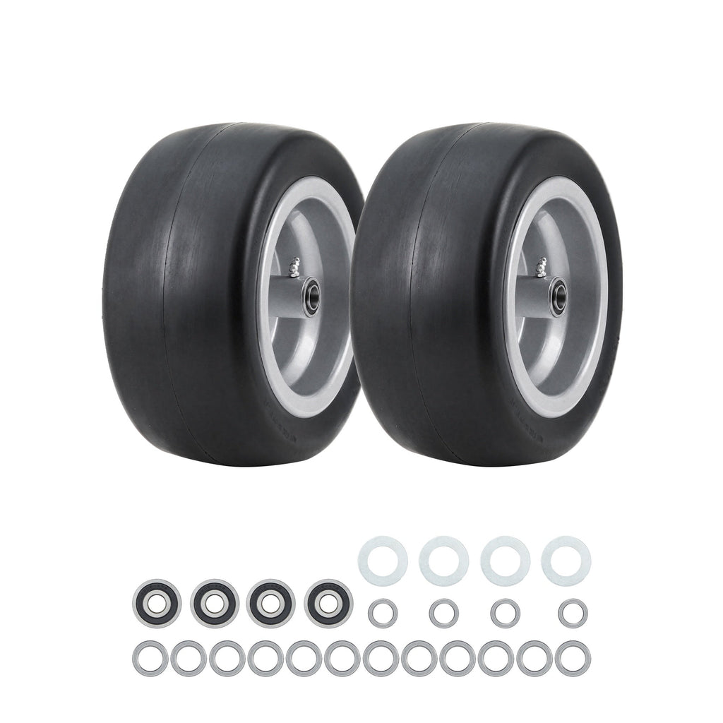 Garvee Flat Free Durable Tire for Golf Cart - Heavy Duty 500lbs, Zero Turn Front Wheel, Centered Hub with 1/2", 5/8", 3/4" Ball Bearings - Replacement for Bad Boy, Cub Cadet - 2 Pack, Size: 13×6.50-6