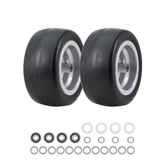 Garvee Flat Free Durable Tire for Golf Cart - Heavy Duty 500lbs, Zero Turn Front Wheel, Centered Hub with 1/2", 5/8", 3/4" Ball Bearings - Replacement for Bad Boy, Cub Cadet - 2 Pack, Size: 13×6.50-6