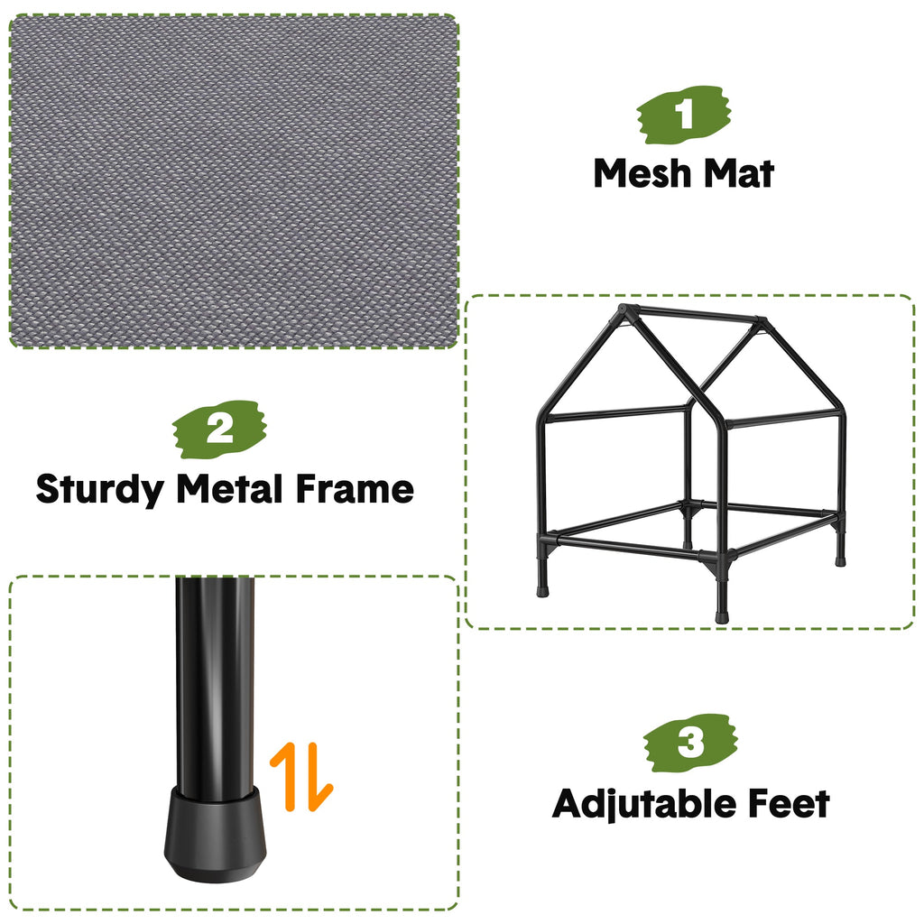 Garvee Dog House Outdoor Weatherproof 600D Oxford Canopy, 2 Top Windows, Breathable Mesh Fabric Bed, Dog Tents Shelter Kennel, Medium Dog House for Outdoor Indoor, Gray