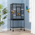 Garvee 54" Large Bird Cage, Parrot Bird Cage with Rolling Stand & Storage Shelf, Heavy Duty Wrought Iron Flight Cage, Secure Lock, Ideal for Parakeets, Parrots, Cockatiels, Conures, Lovebirds