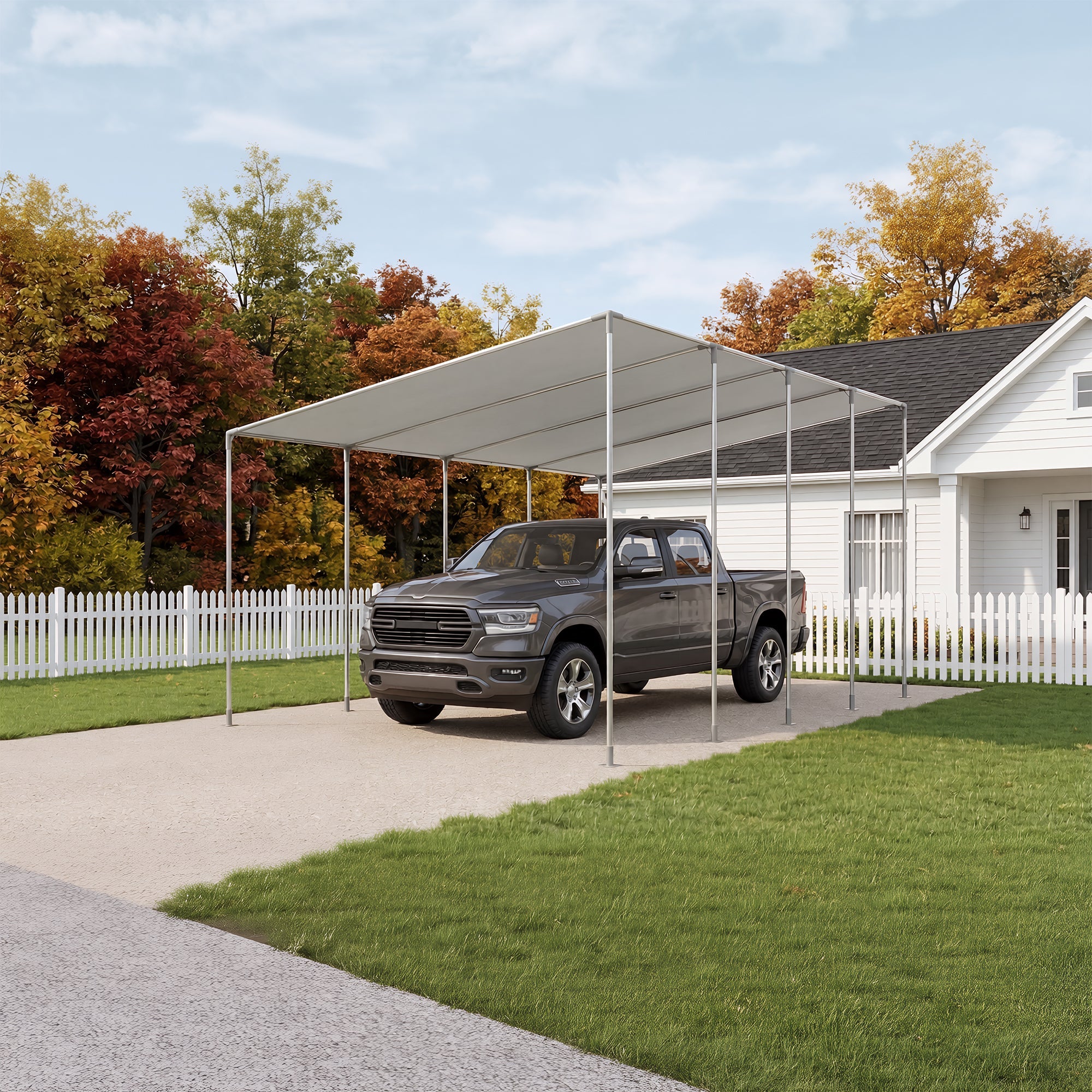 Garvee Carport Connector Kit for DIY Slant-Roof Shelters, Galvanized Steel Canopy Brackets for 8-Leg Frames, Sheds and Outdoor Projects