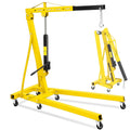 Garvee 2-Ton Engine Hoist - 4400 lbs Folding Hydraulic Cherry Picker, Heavy-Duty Shop Crane with 6 Caster Wheels and 4 Adjustable Boom Positions for Warehouse, Garage, and Workshop, Yellow