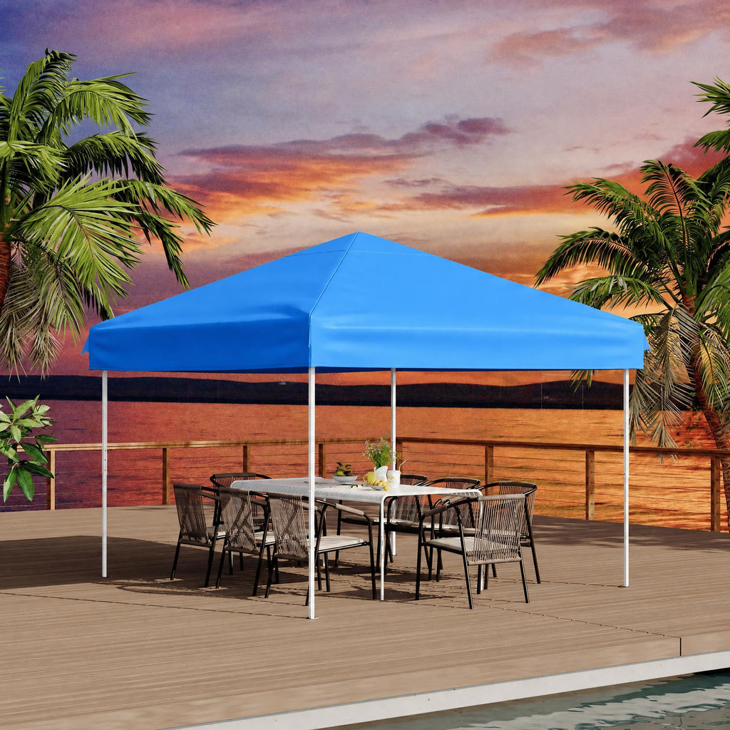 Garvee 10x10 FT Pop Up Canopy Tent, 210D Waterproof Oxford Gazebo with 4 Removable Window Sidewalls, UPF 50+ Steel Frame Shelter for Camping, Backyard & Events, Blue