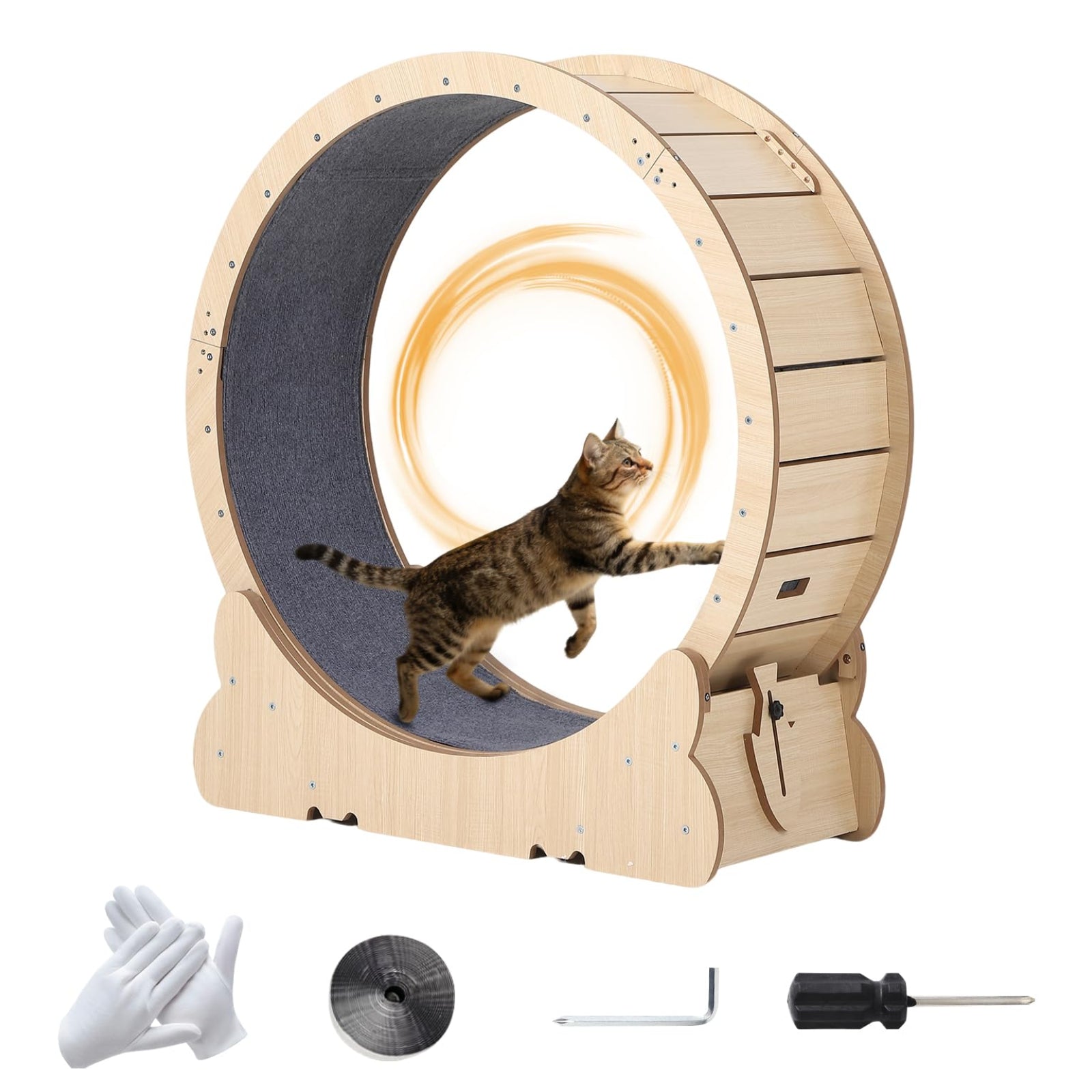 Garvee Heavy Duty Cat Exercise Wheel Treadmill, Indoor Running Wheel with Detachable Carpeted Track, Removable Carpet & Safety Lock, Ideal for Cats Fitness, Training, Weight Loss