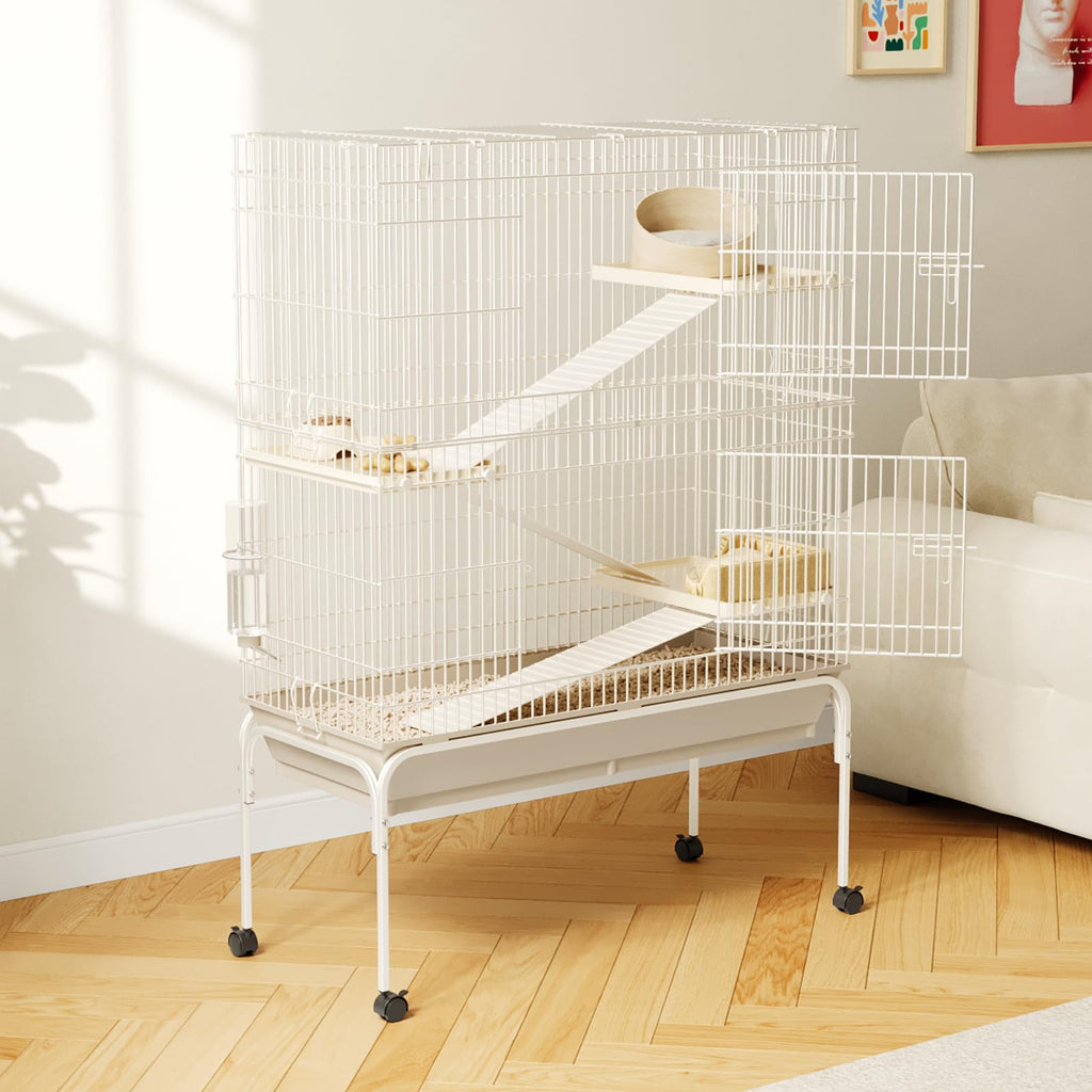 Garvee Ferret Cage, 55"h Large  Cage with 3 Removable Ramps.Food Bowl. Water Bottle. Metal Small Animal Cages on Wheels for Chinchillas. Guinea Pigs. Rabbit. Sugar