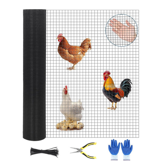 Garvee Hardware Cloth Welded Metal Chicken Wire 19GA 1/2IN Vinyl Coated Rust-Resistant Flexible Yard Fence for Poultry Garden Rabbit Snake