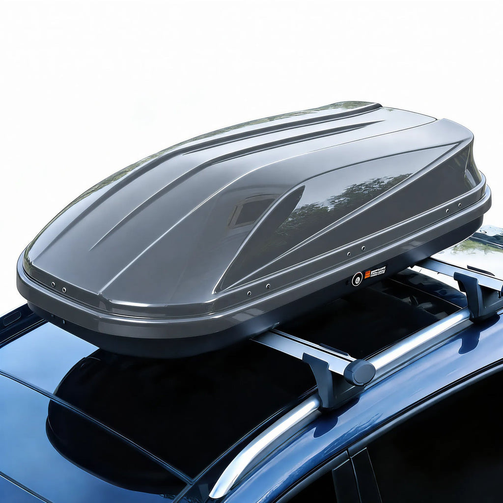 Garvee Durable Hard Shell Rooftop Cargo Box for Cars & SUVs – 17 Cu Ft, Dual-Side Opening, Waterproof ABS, global Fit, 165 lbs Capacity, Secure Straps & Keys – Gray – Color: Gray, Specs: 17 cu ft hard shell rooftop cargo box, double-sided opening, global