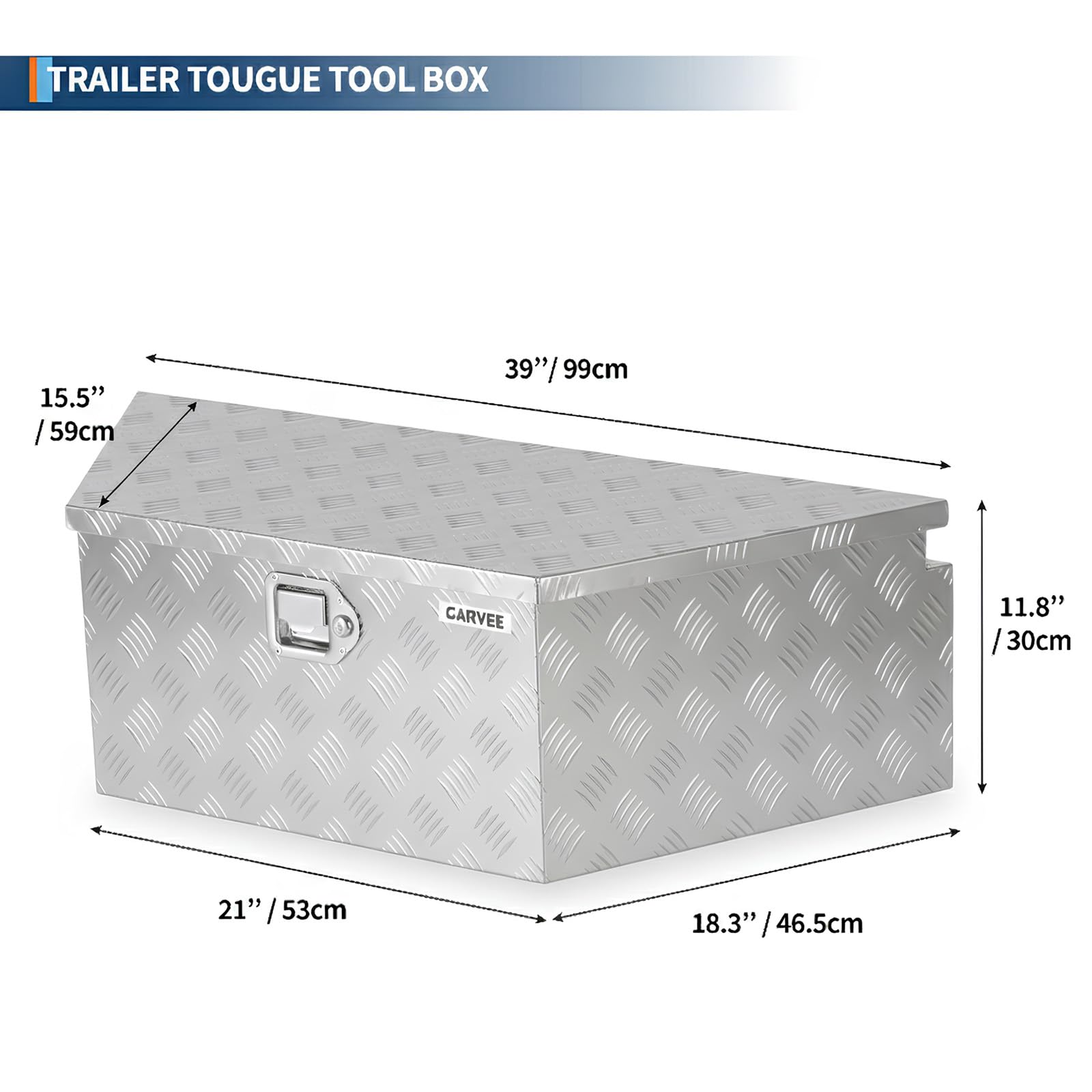 Garvee 39"x16"x12" Heavy Duty Trailer Tongue Box Steel Tool Chest with Lock & Keys, Weather-Resistant, High-Capacity Storage, Silver, for Utility Trailers & Trucks, Silver