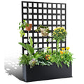 Garvee 71" x 47" x 12" Metal Planter Box with Trellis, Raised Garden Bed with Privacy Screen, Drainage Holes for Climbing Plants, Flowers & Vegetables, Black