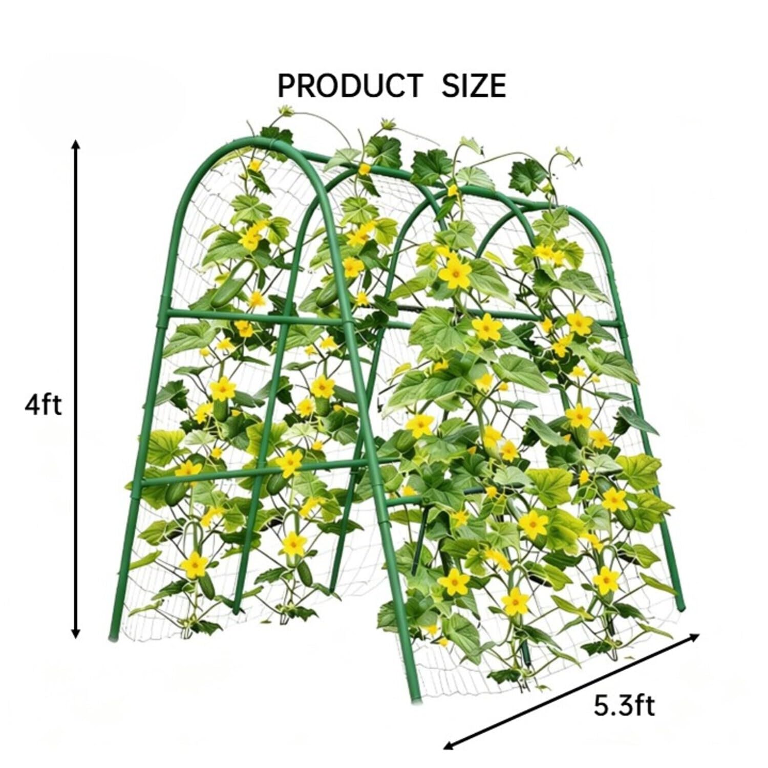 Garvee 4 x 5.3 ft Garden Arch Trellis, U-Shaped Metal Trellis for Raised Beds, Cucumbers, Squash, Roses & Climbing Plants
