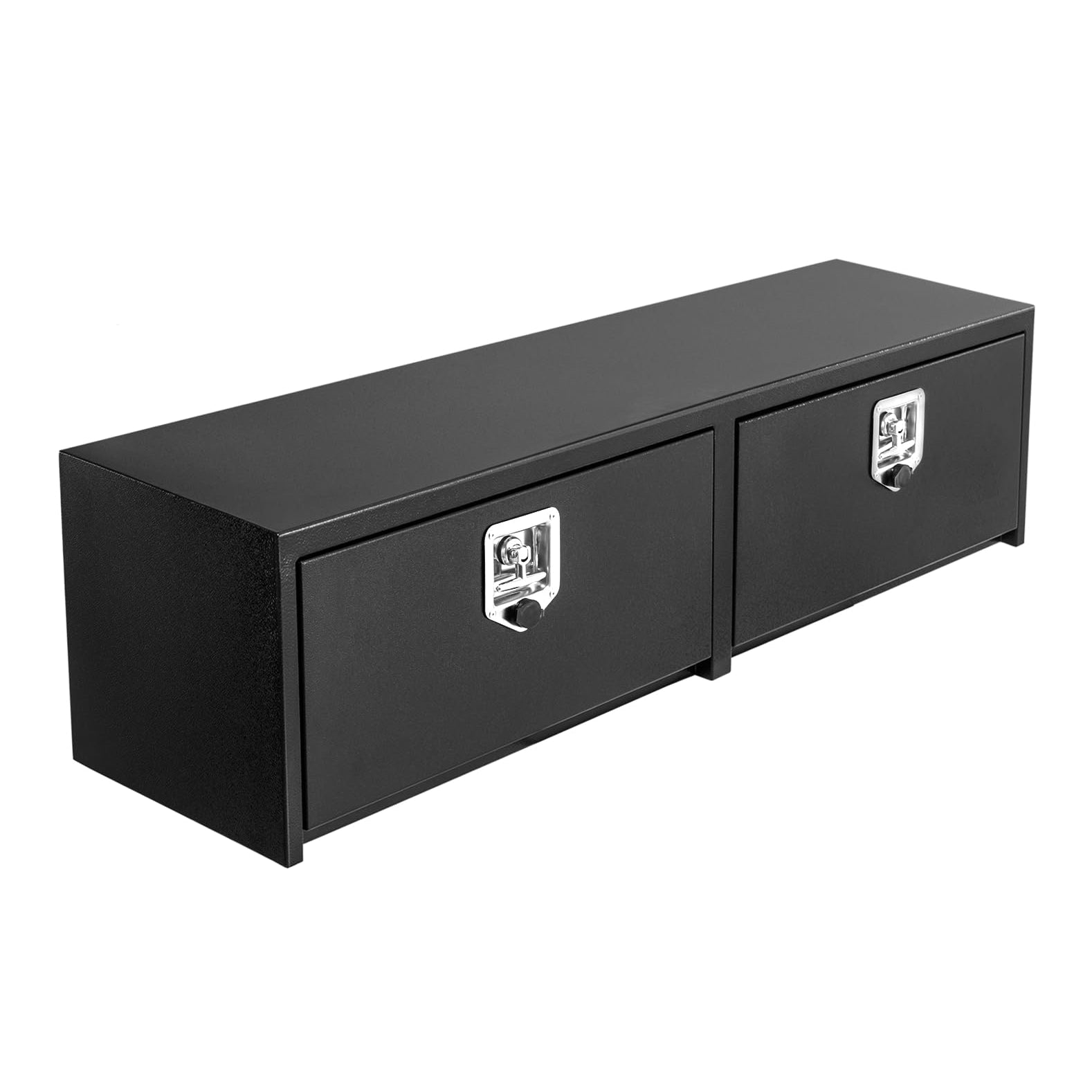 Garvee 48"X16"X13" Heavy Duty Steel Underbody Truck Tool Box, T-Handle Lock, Waterproof Storage Chest for Pickup Truck, RV, Trailer, Durable Metal Toolbox – Black Orange Grain Spray Plastic, Size: L48 x W16 x H13 inches, Underbody Tool Box