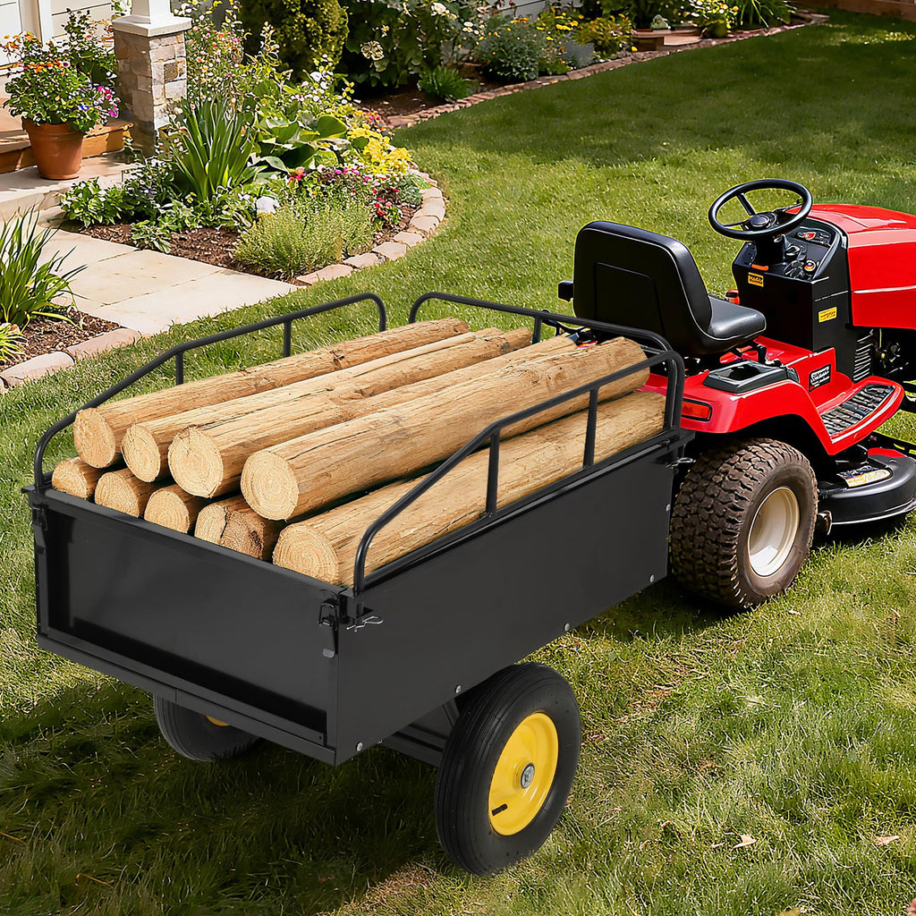 Garvee ATV UTV Dump Trailer, 750 lbs Load Capacity and 15 Cu. FT Bed with Reinforced Side Panels and Dumping Function for Farm, Garden and Off-Road Hauling