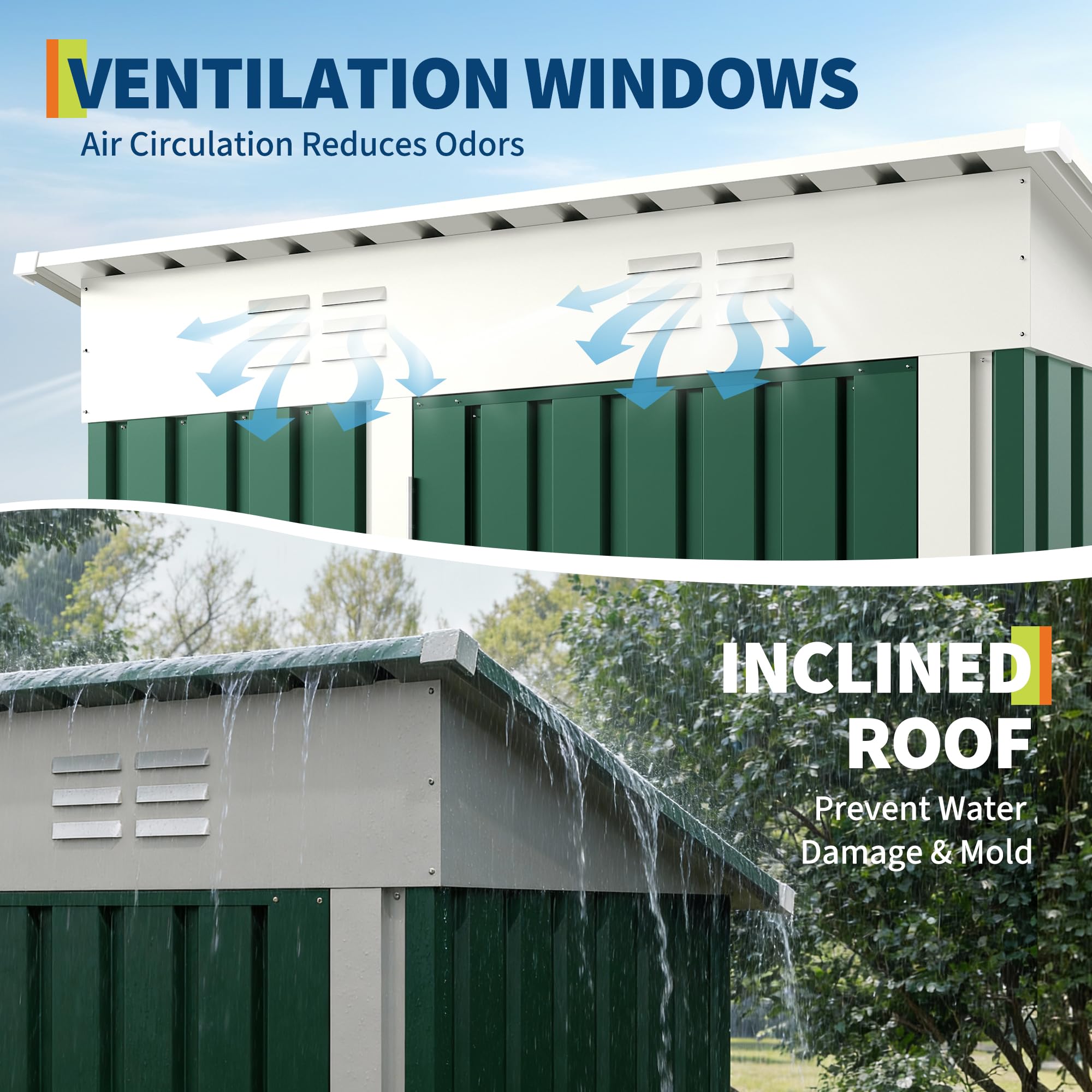 Garvee 5×3FT Metal Outdoor Storage Shed, 67 Cu.Ft Weather-Resistant Galvanized Steel Garden Shed with Lockable Door, Sloped Roof & Vents, Patio Lawn Equipment Storage House, Dark Green