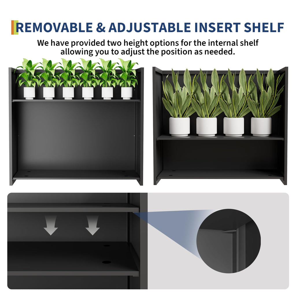 Garvee Tall Planter Box for Patio & Porch, 34 in Rectangular Metal Flower Planter with Drainage Holes and Removable Inner Shelf