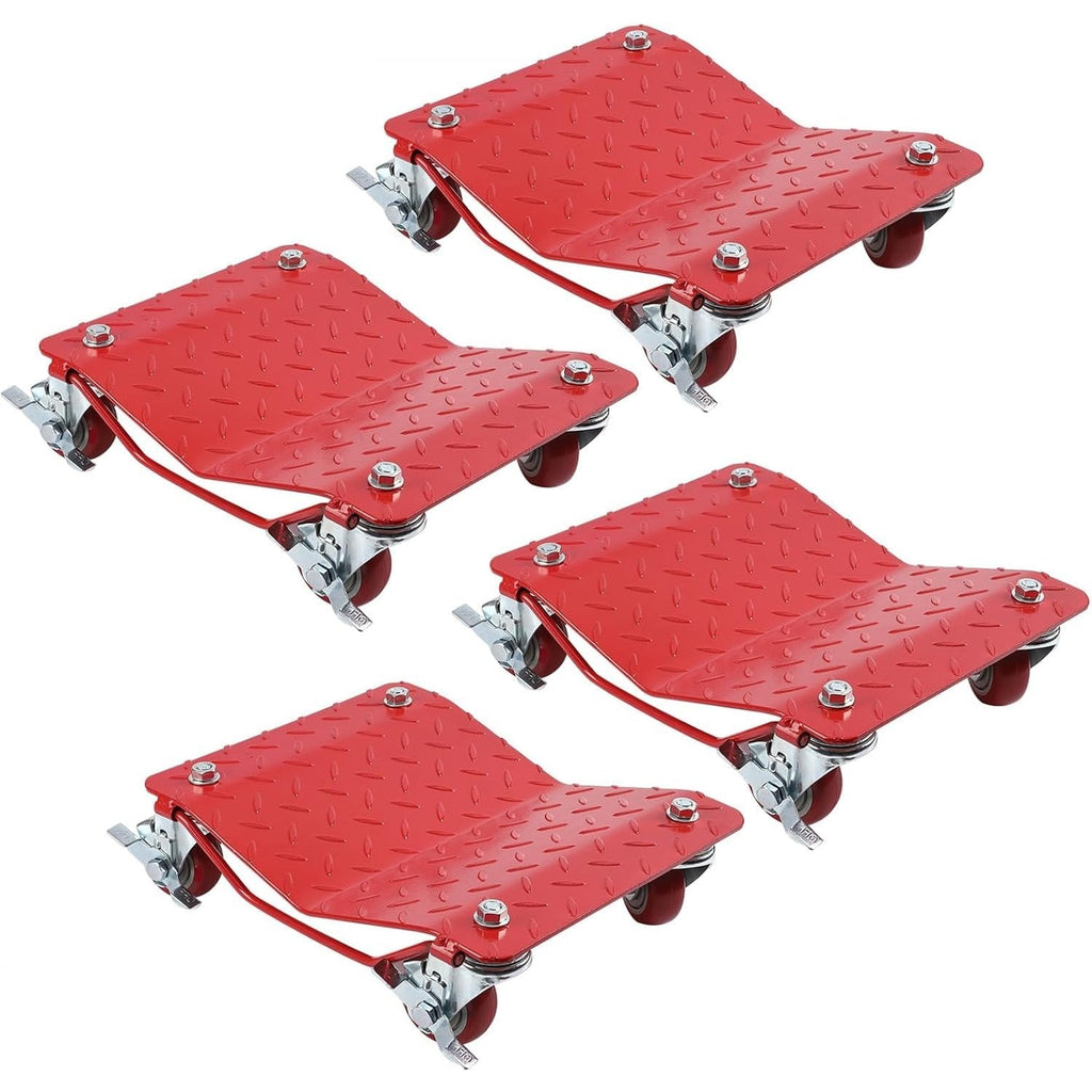 Garvee Heavy Duty 8000lbs Car Wheel Dolly Set of 4 - V-Shaped Anti-Skid Lockable Wheels - Global Vehicle Rollers for Cars, Trucks, SUVs, Trailers, Motorcycles, Boats, Tractors - Color: System Default