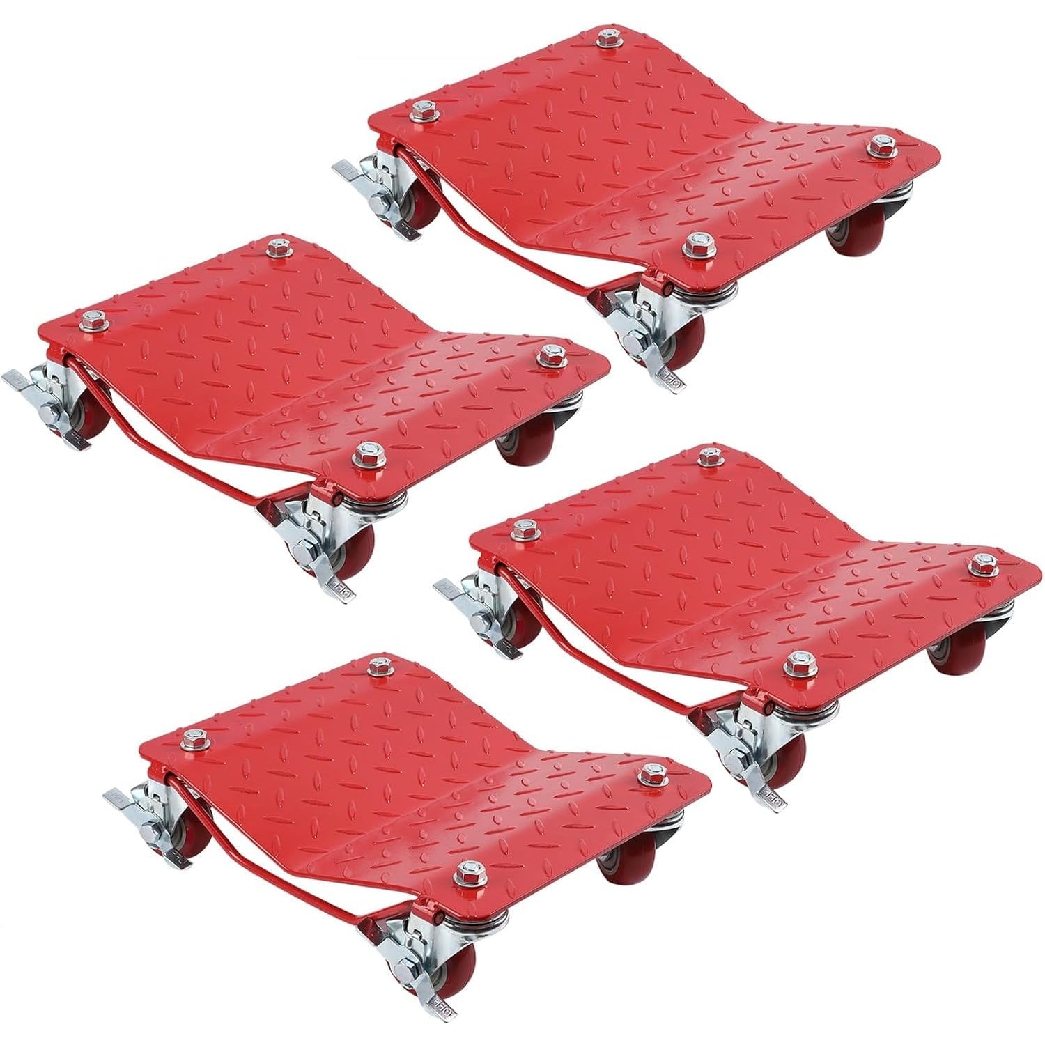 Garvee Heavy Duty 8000lbs Car Wheel Dolly Set of 4 - V-Shaped Anti-Skid Lockable Wheels - Global Vehicle Rollers for Cars, Trucks, SUVs, Trailers, Motorcycles, Boats, Tractors - Color: System Default