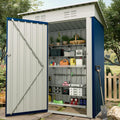 Garvee 5×3FT Heavy Duty Metal Outdoor Storage Shed, Weather-Resistant Garden Tool Shed with Lockable Single Door, Sloped Roof & Vents, Rustproof Patio Storage House for Backyard, Lawn, Navy Blue